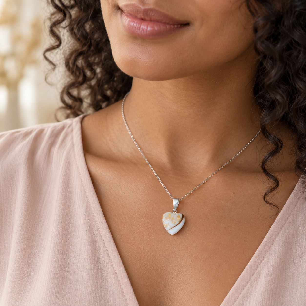 Pendentif Cœur - Cheveux naturels